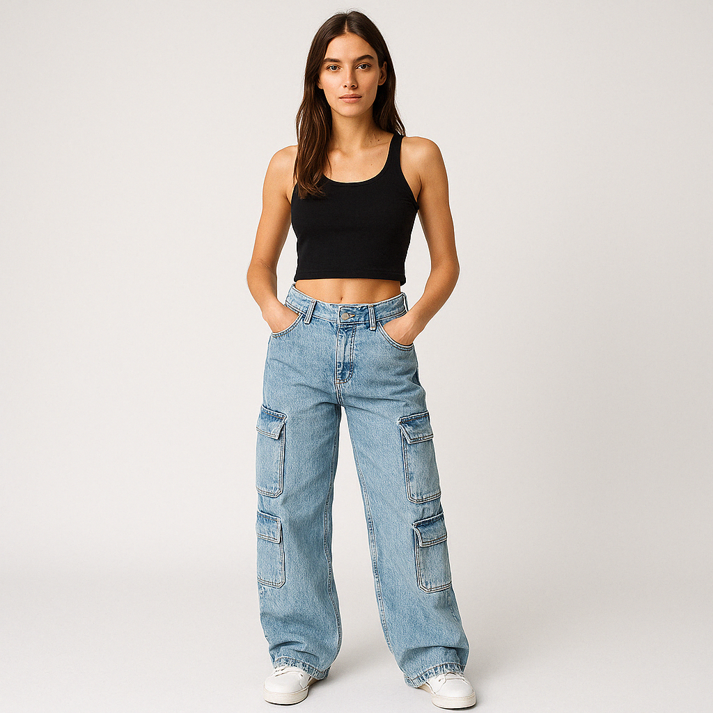 Jean Cargo Large | Taille Haute | Streetwear Urbain