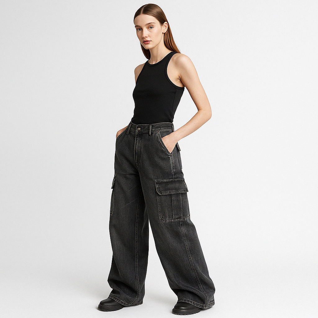 Jean Cargo Large | Taille Haute | Streetwear Urbain