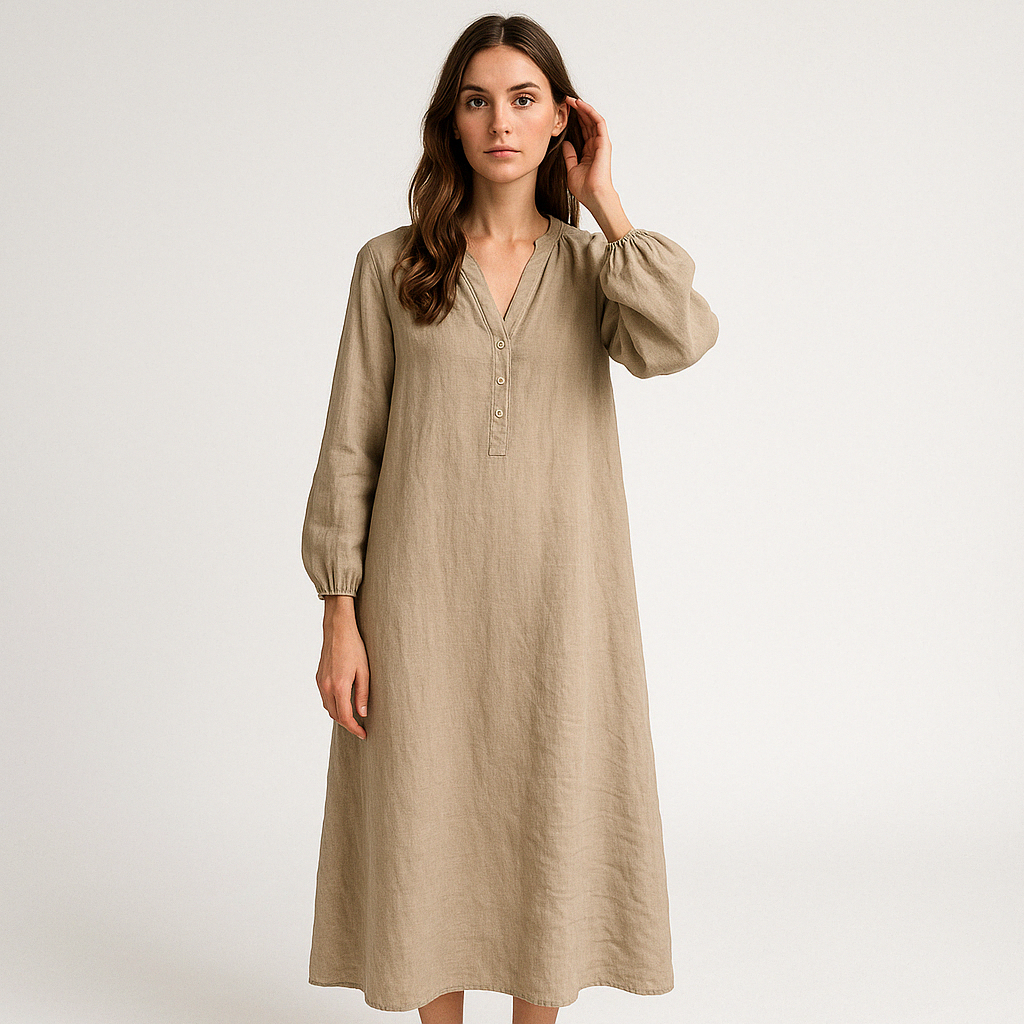 Robe Longue en Lin | Élégance Décontractée | Confort Estival