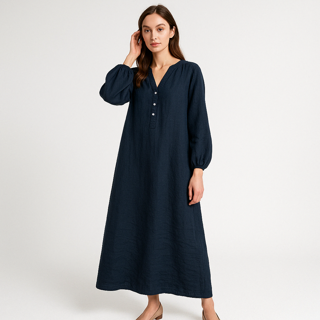Robe Longue en Lin | Élégance Décontractée | Confort Estival