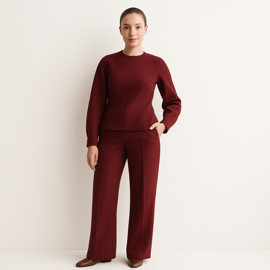 Ensemble Structuré | Tailleur Deux Pièces | Manches Longues et Pantalon Large