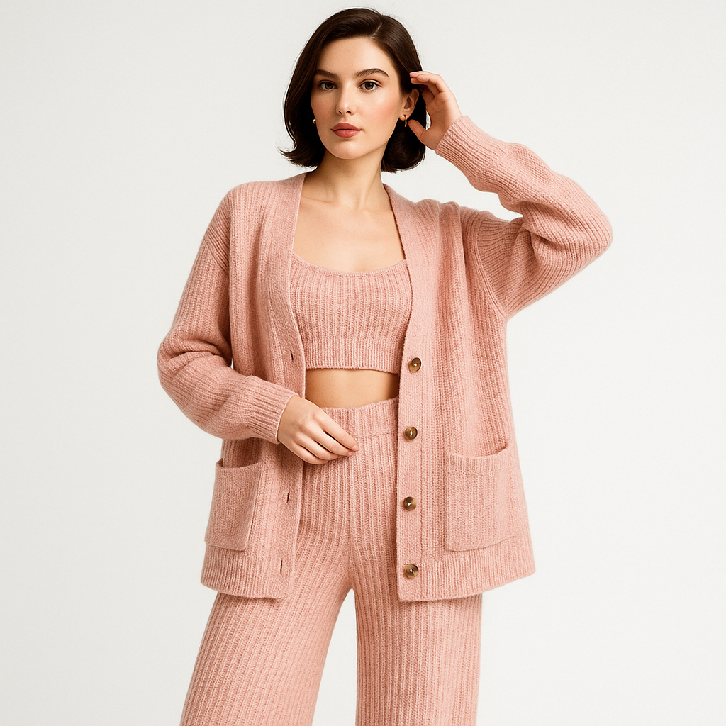 Ensemble Tricoté 2 Pièces | Cardigan & Pantalon | Maille Douce