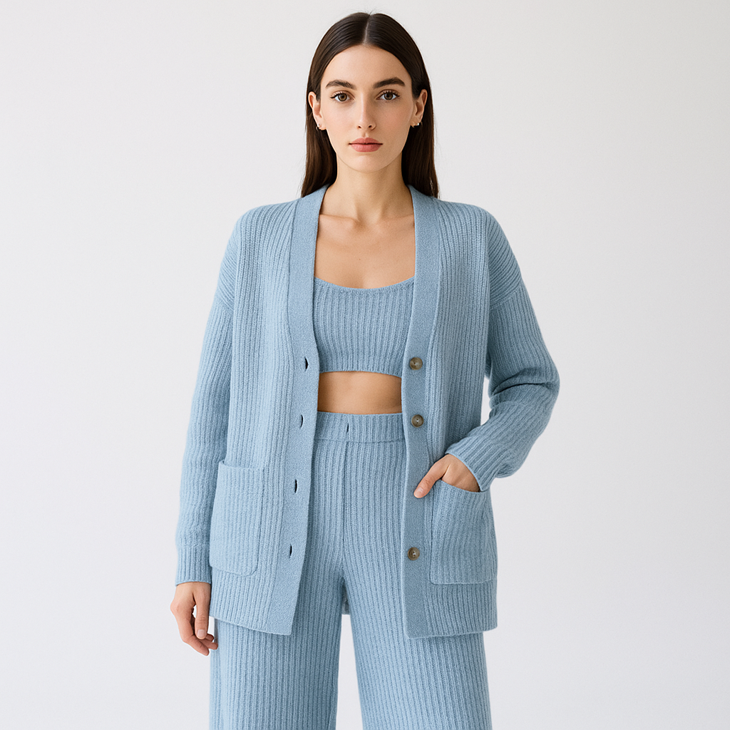 Ensemble Tricoté 2 Pièces | Cardigan & Pantalon | Maille Douce