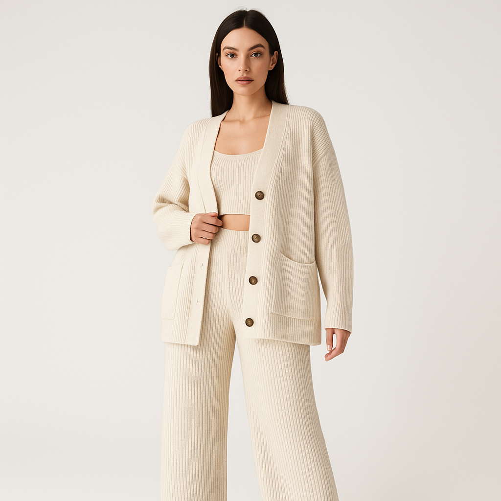 Ensemble Tricoté 2 Pièces | Cardigan & Pantalon | Maille Douce
