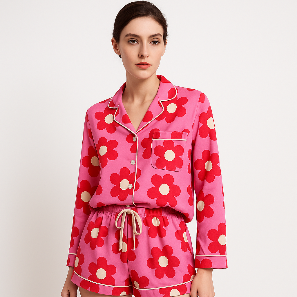 Pyjama Fleurs | Rose Pétillant | Confort & Fantaisie