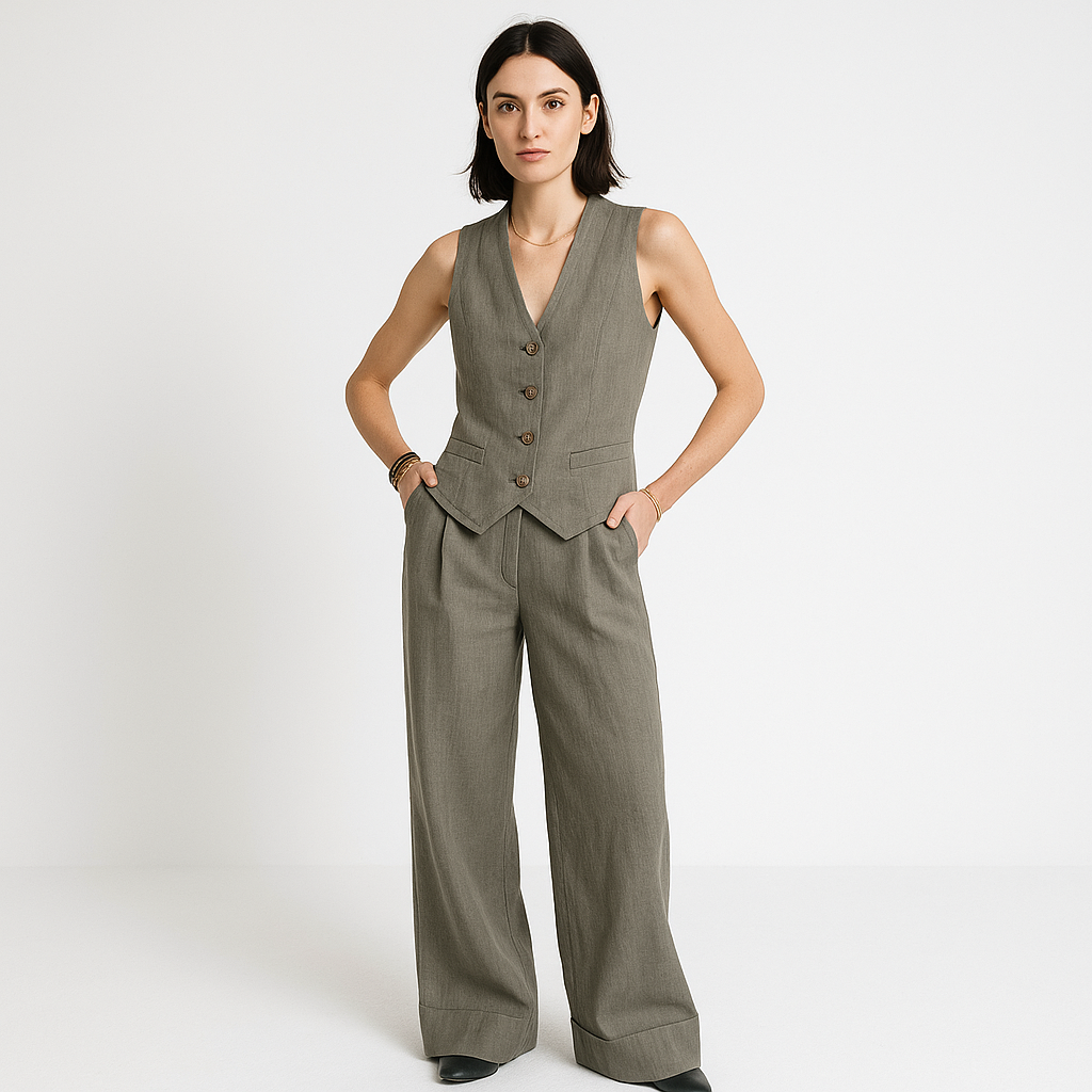 Ensemble Lin Femme | Sans Manches | Élégant et Aéré