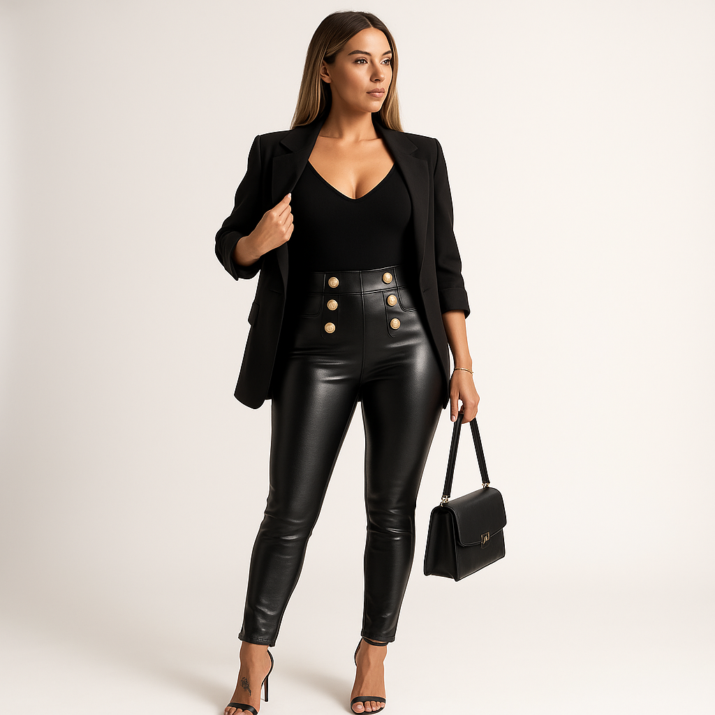 Pantalon Effet Cuir Femme | Taille Haute | Chic et Audacieux