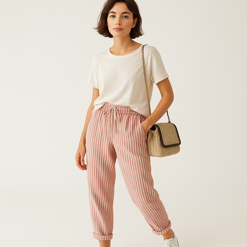 Pantalon Rayé Décontracté Femme | Rayé | Léger et Confortable