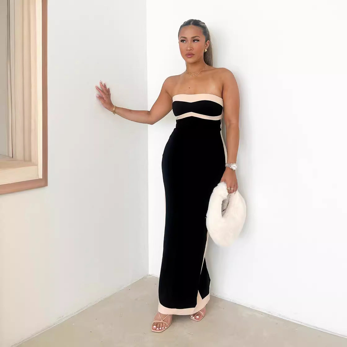 Robe Longue Bustier Bicolore