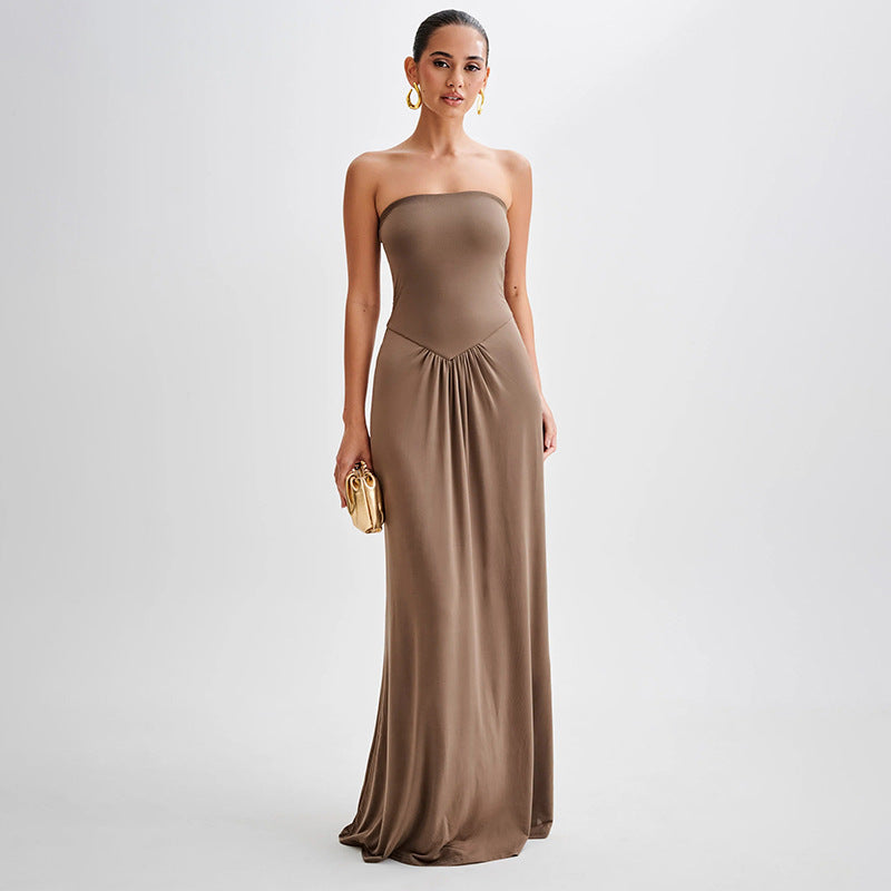 Robe Longue Bustier Drapée