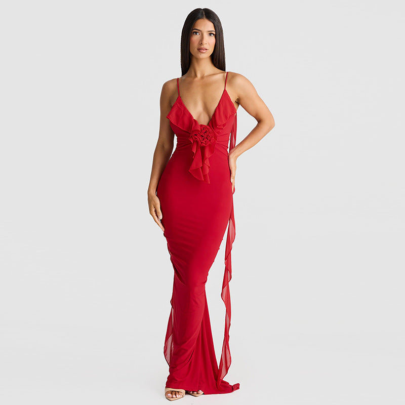 Robe longue drapée fluide