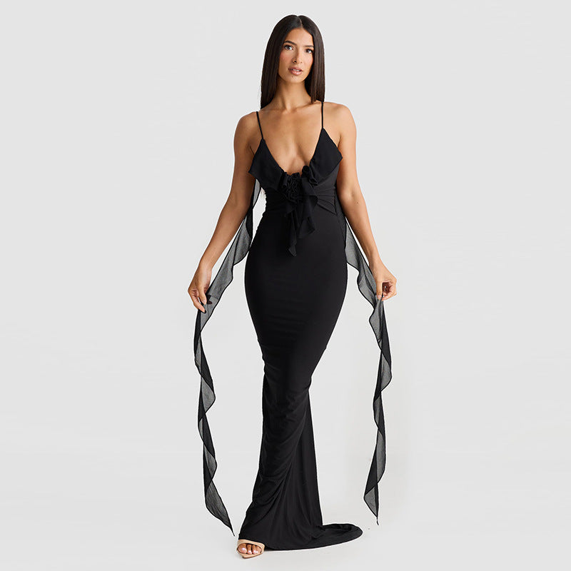 Robe longue drapée fluide