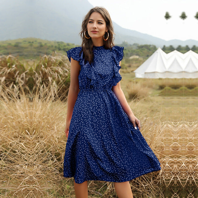 Robe fluide à volants et imprimé délicat