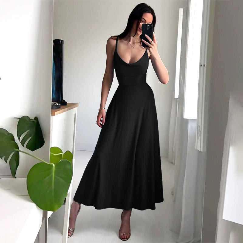 Robe longue à bretelles fines