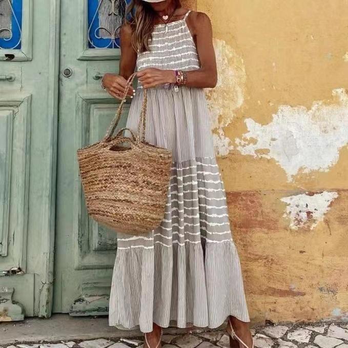 Robe maxi rayée à volants