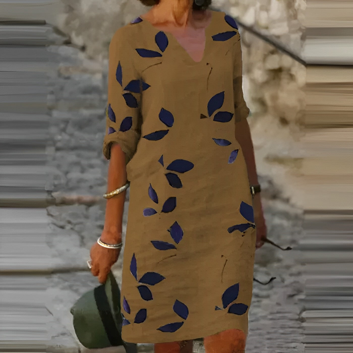 Robe Décontractée  | Motif Feuillage Élégant