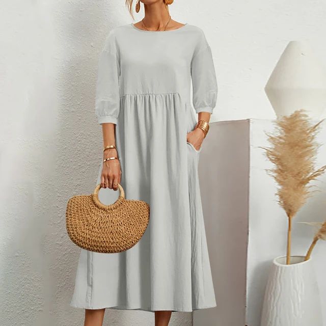 Robe longue ample à manches trois-quarts