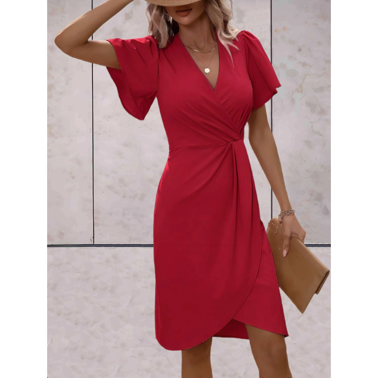 Robe Portefeuille à Manches Papillon