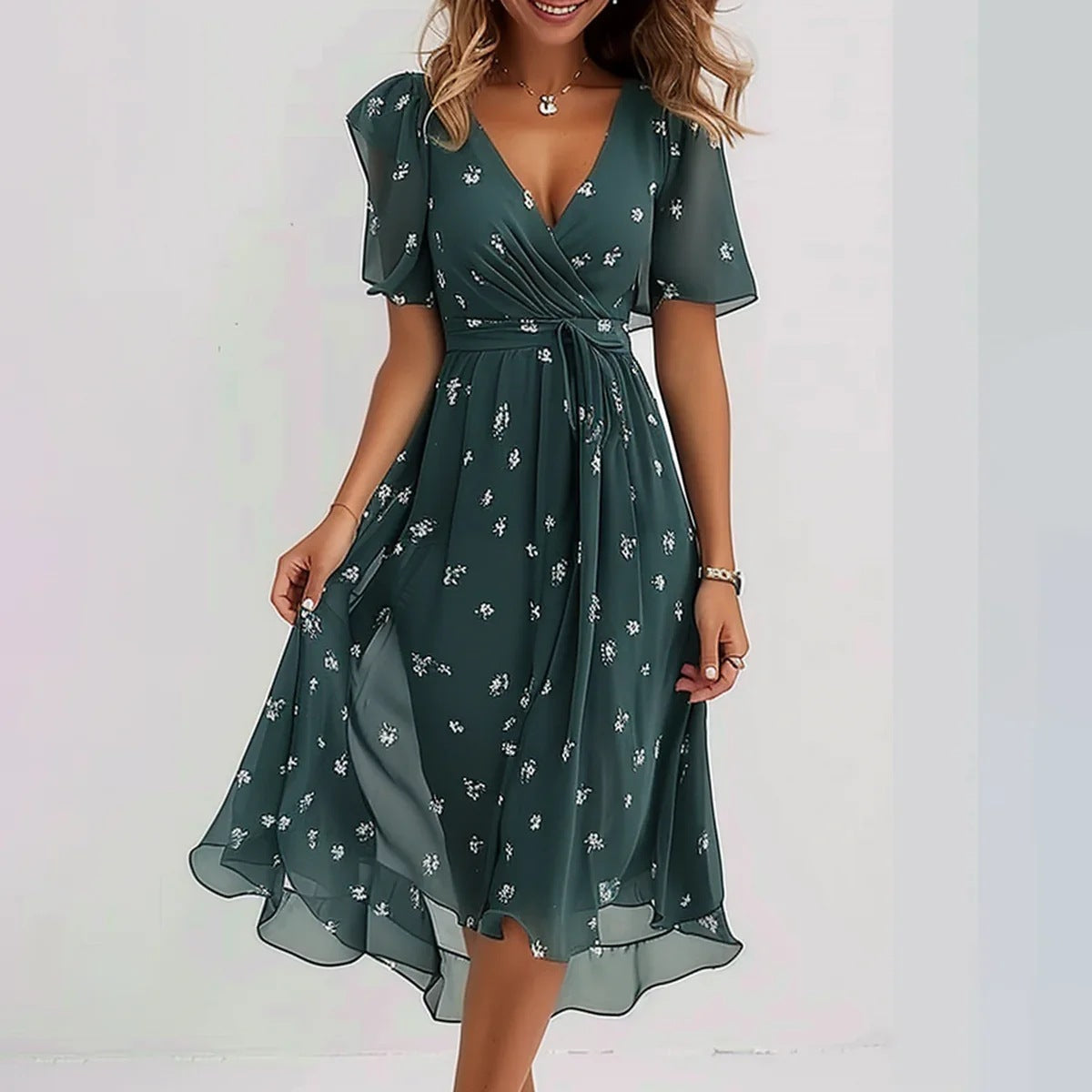 Robe Fluide Colorée | Imprimé Bleu Vibrant | Élégance d’Été