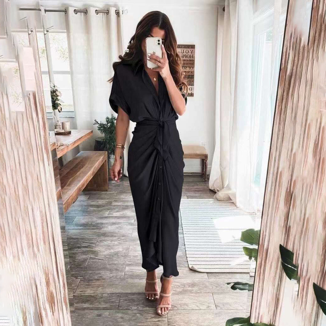 Robe longue fluide boutonnée