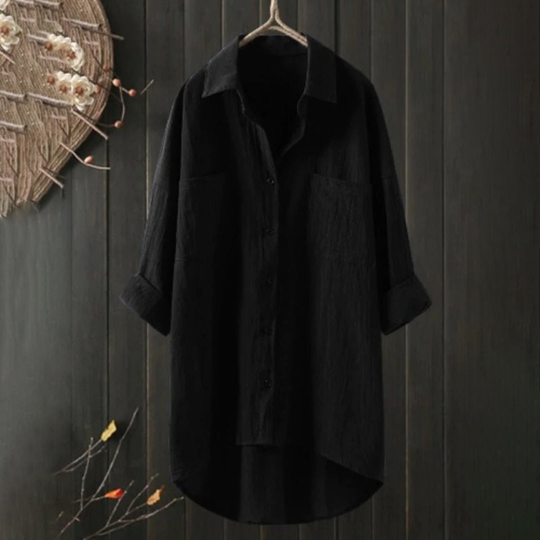 Chemise Longue Décontractée | Coton Léger | Coupe Asymétrique