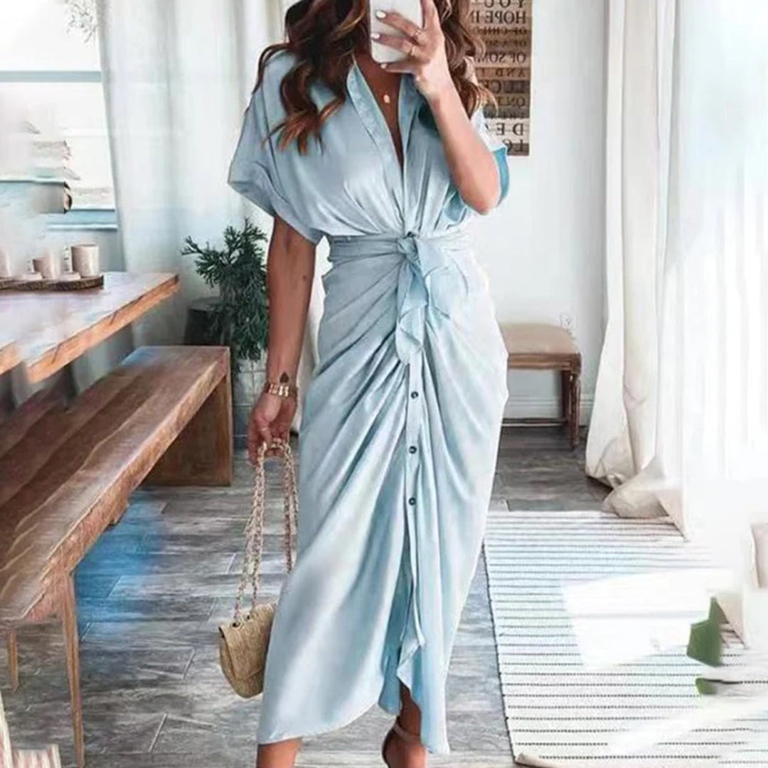Robe longue fluide boutonnée