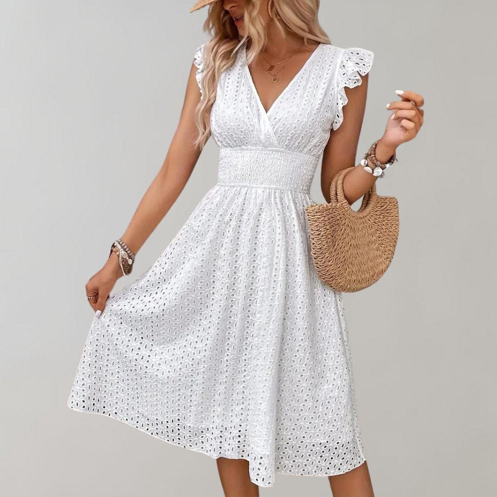 Robe en broderie anglaise évasée