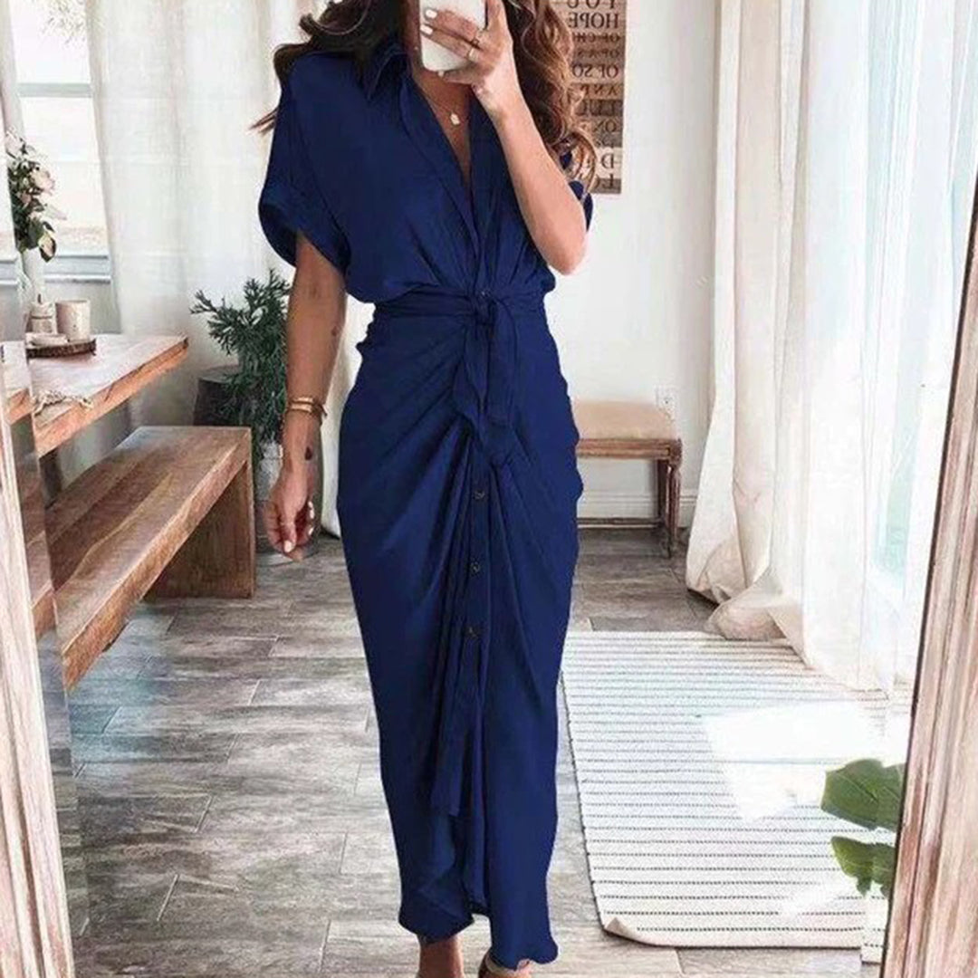 Robe longue fluide boutonnée