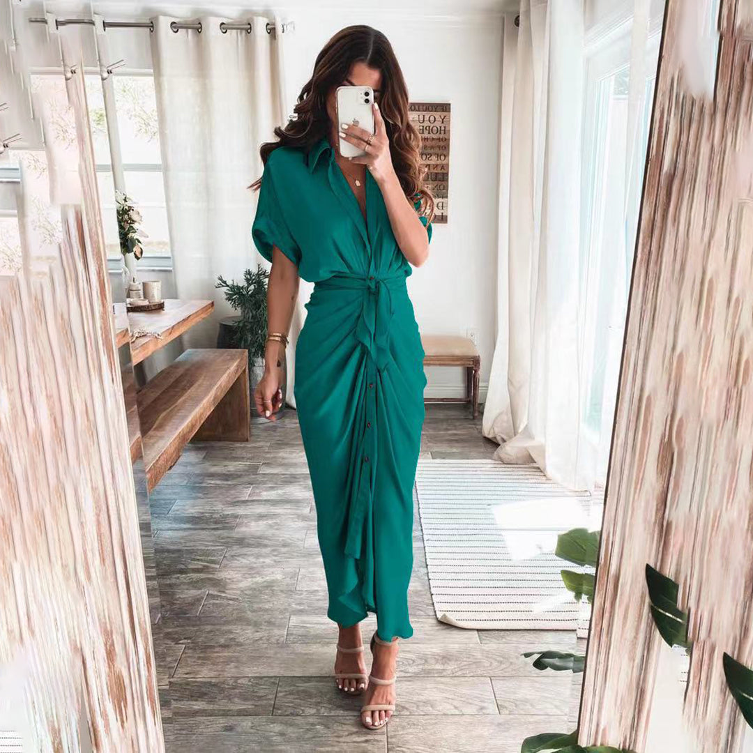 Robe longue fluide boutonnée