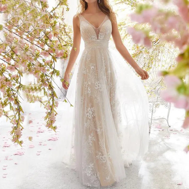 Robe Longue en Tulle Brodé