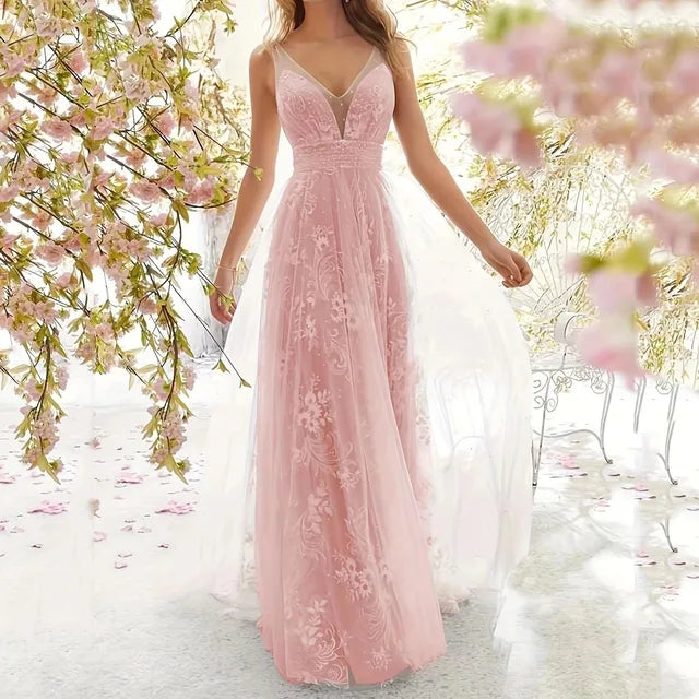 Robe Longue en Tulle Brodé
