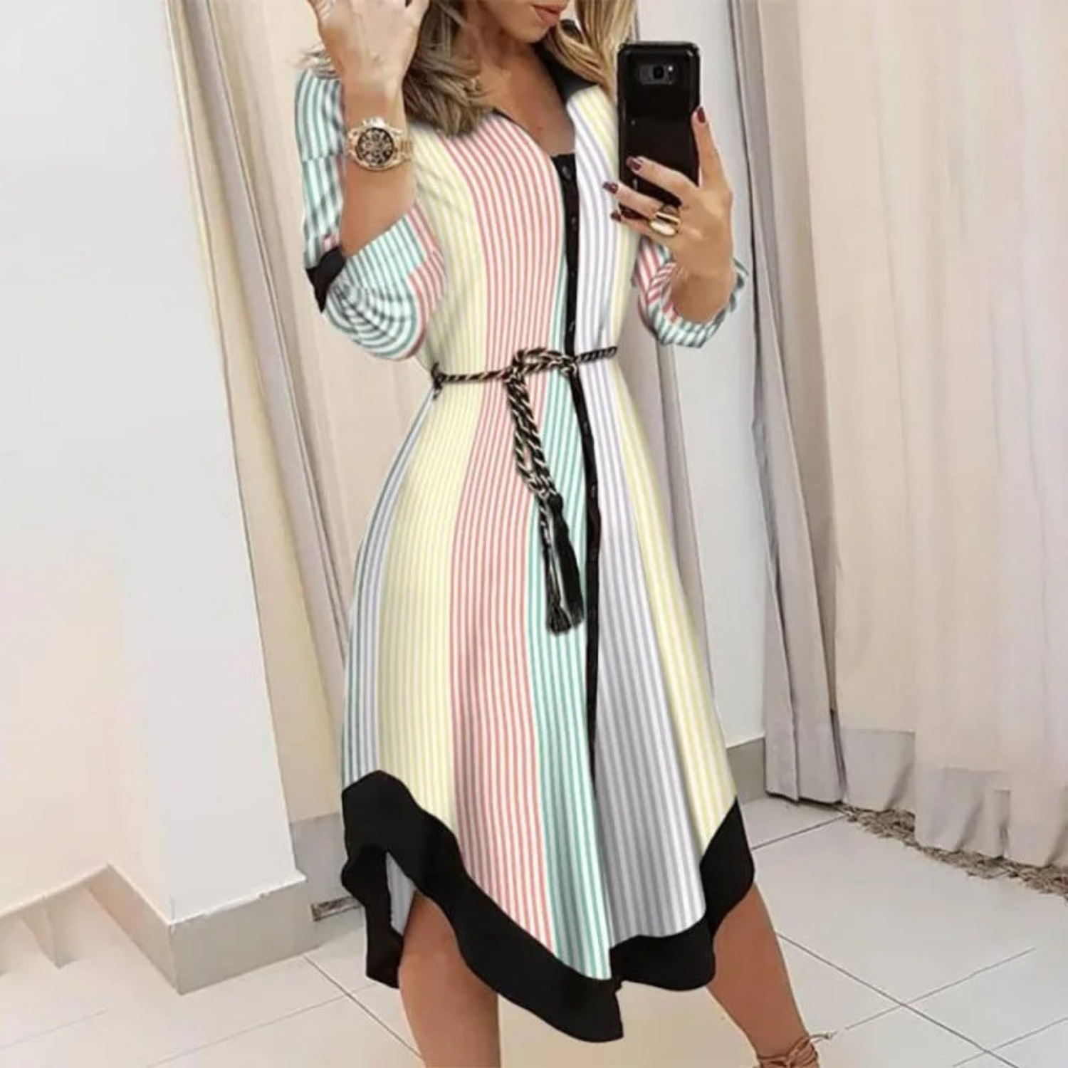 Robe Chemisier Portefeuille Midi