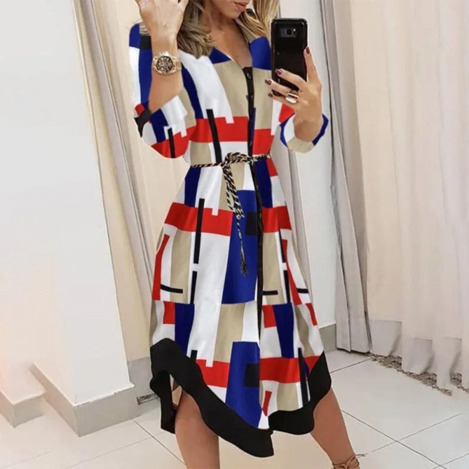 Robe Chemisier Portefeuille Midi