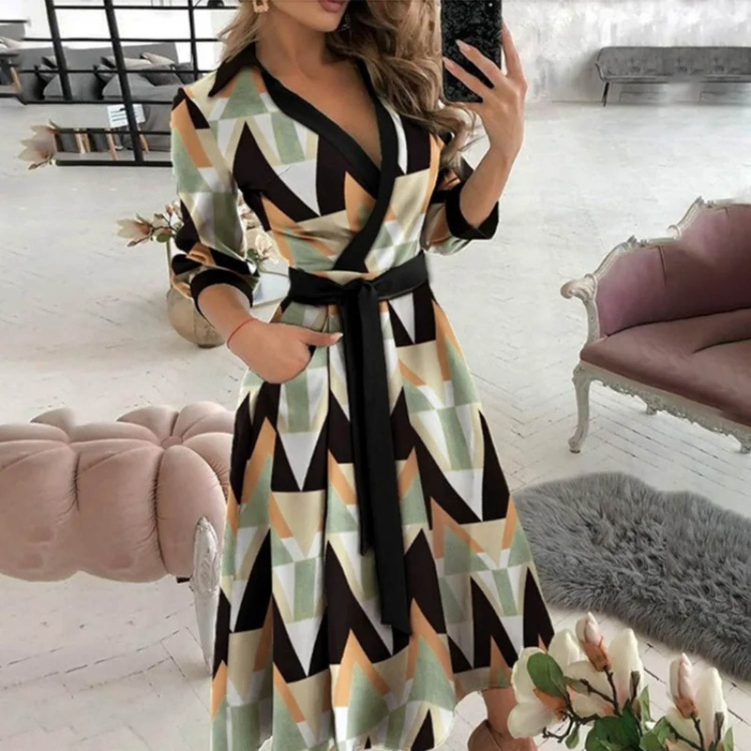 Robe Chemisier Portefeuille Midi