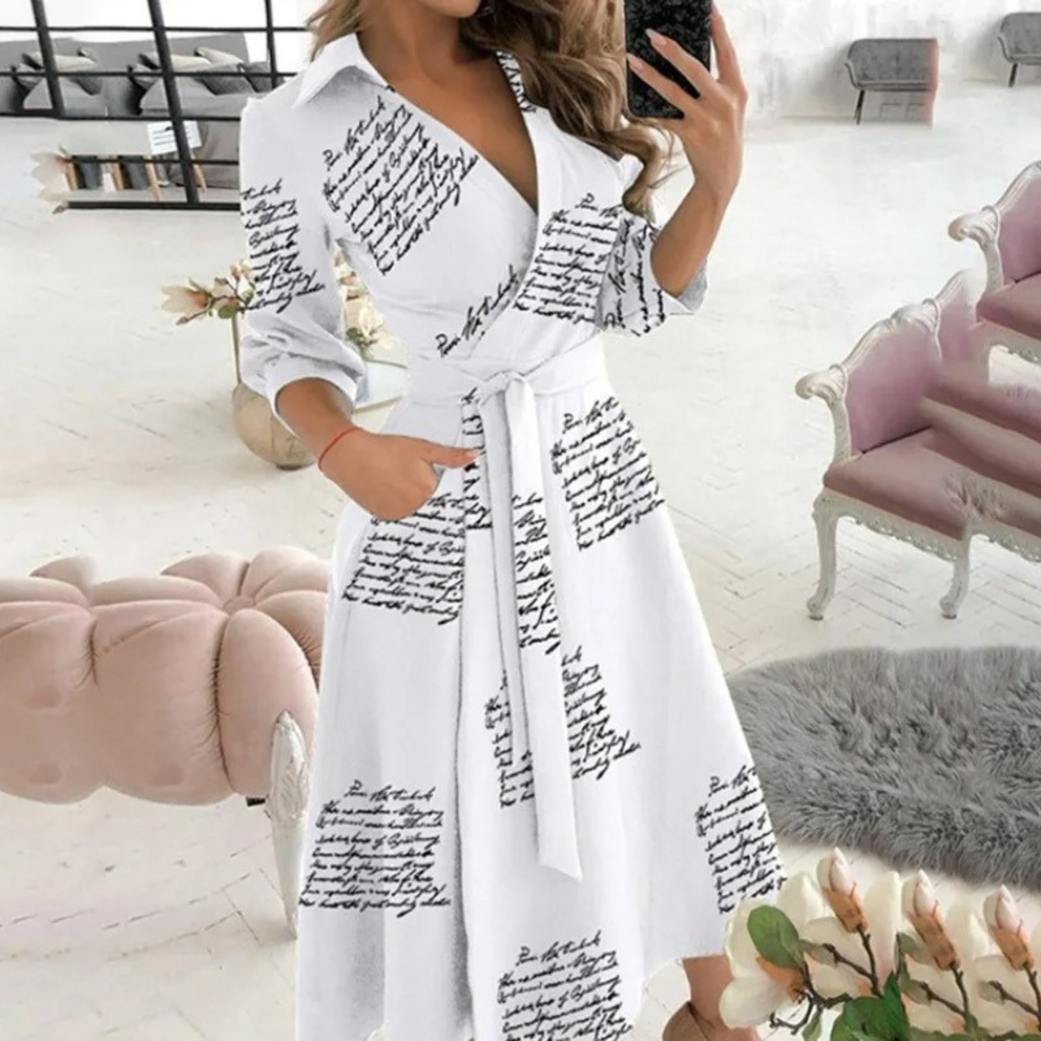 Robe Chemisier Portefeuille Midi