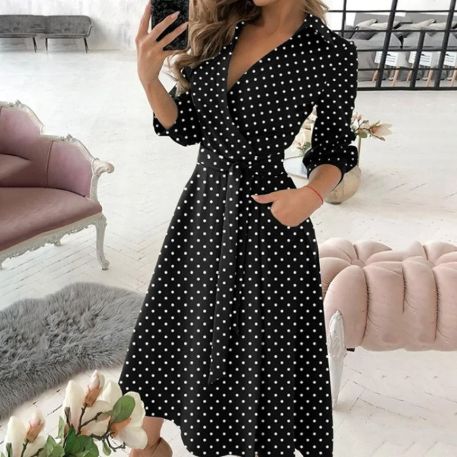 Robe Chemisier Portefeuille Midi