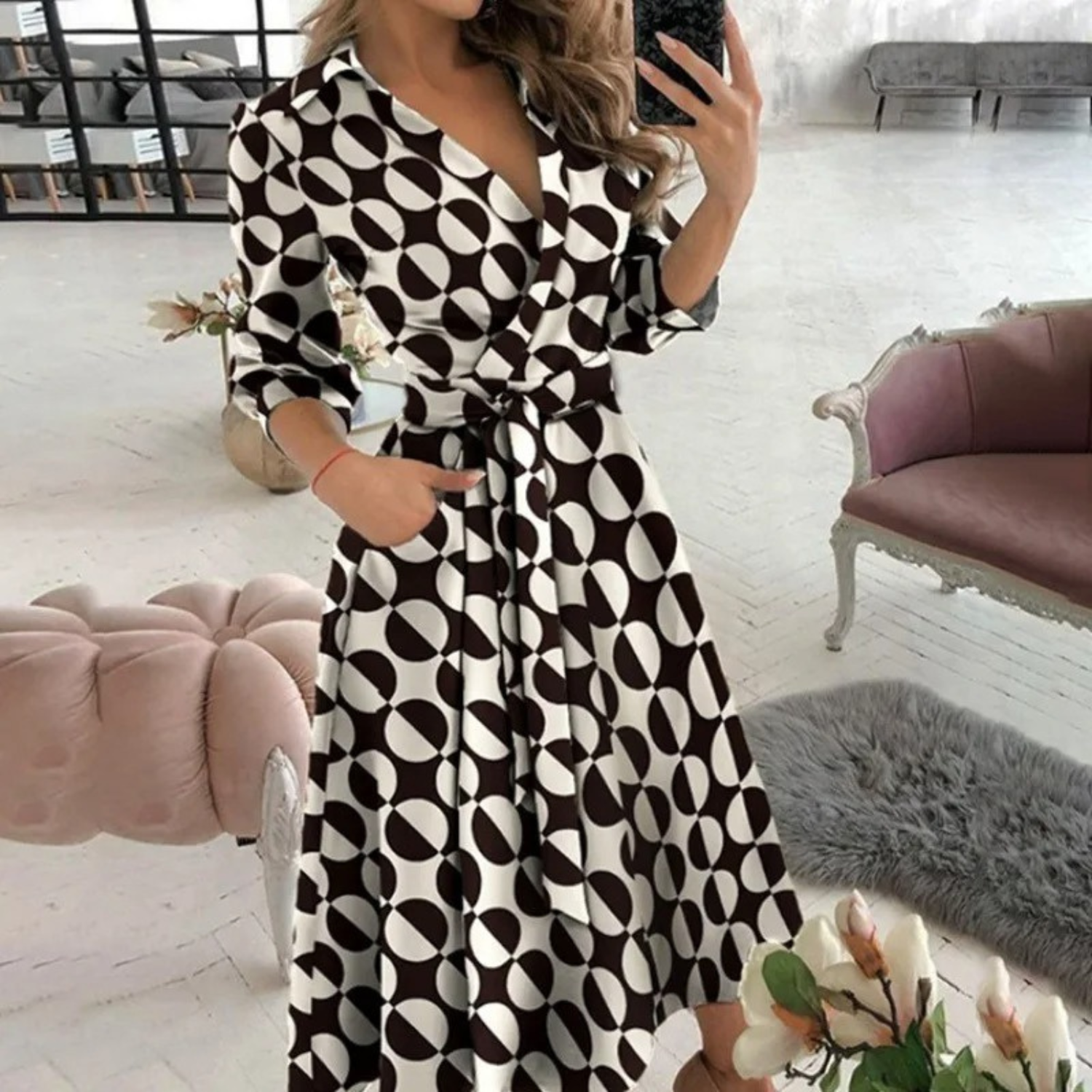 Robe Chemisier Portefeuille Midi