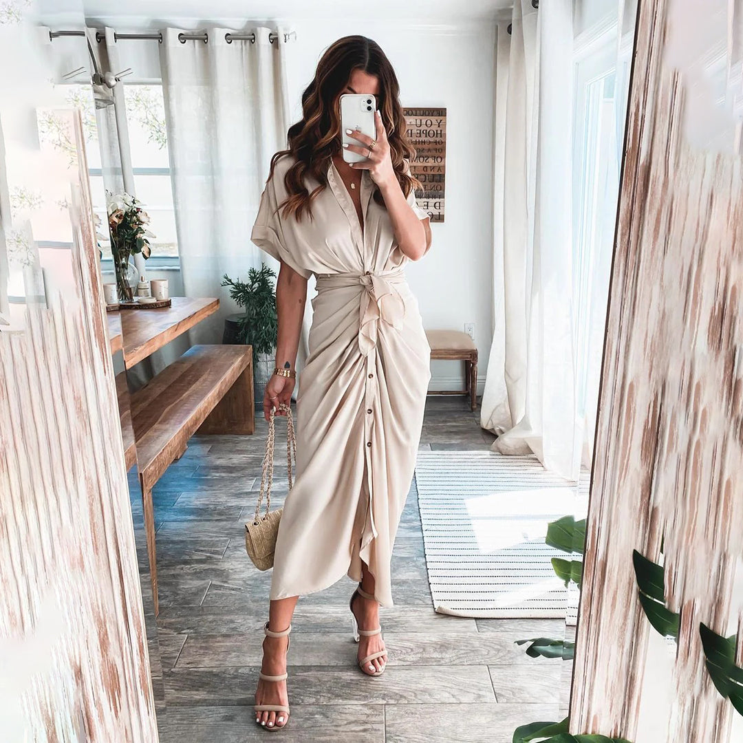 Robe longue fluide boutonnée