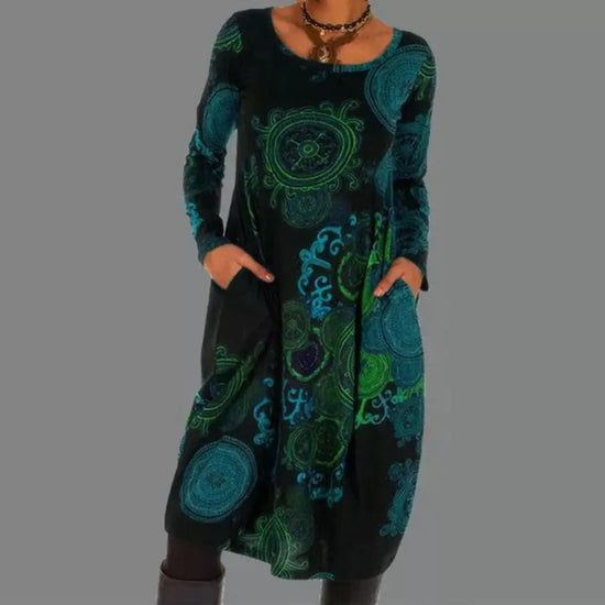 Robe bohème imprimée manches longues