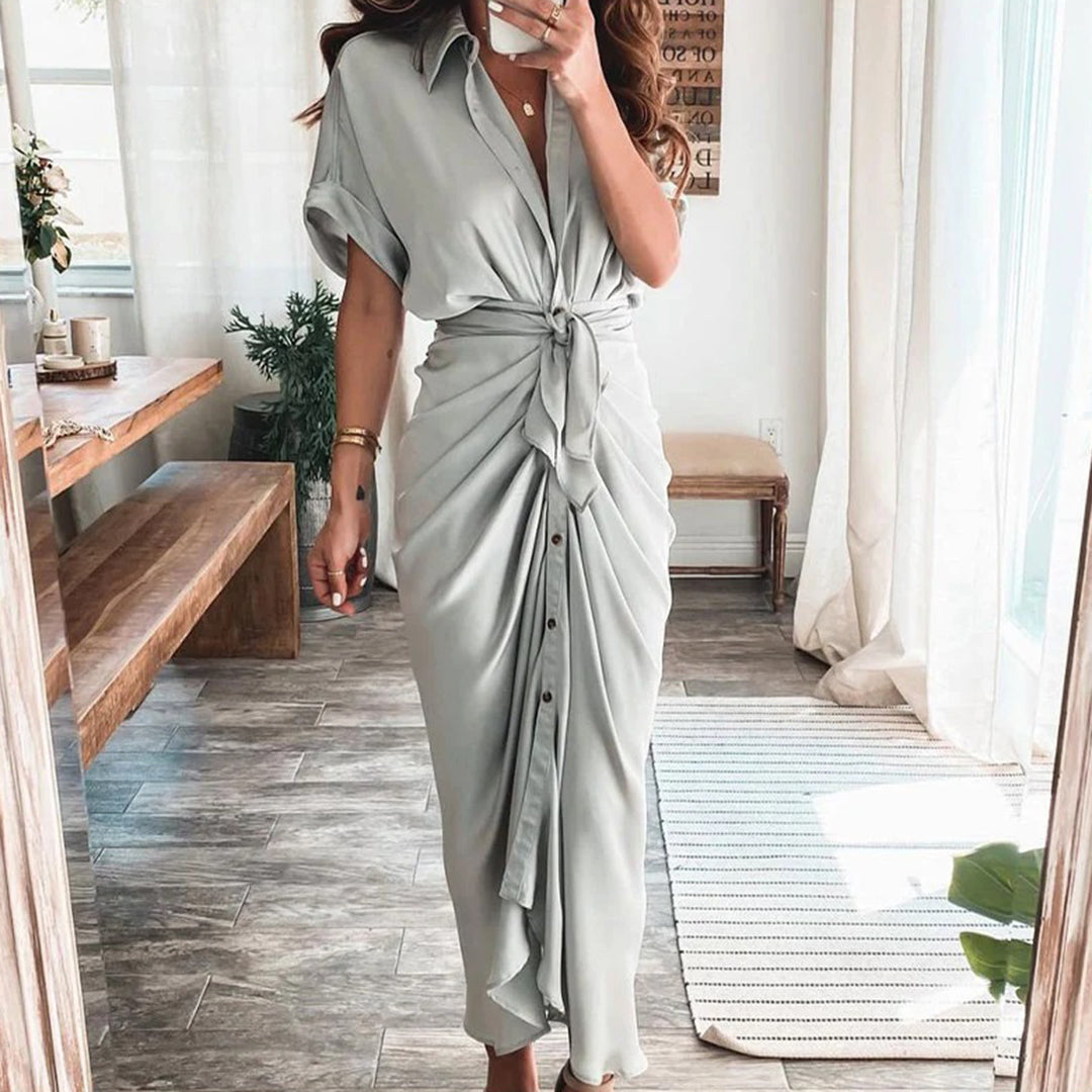 Robe longue fluide boutonnée