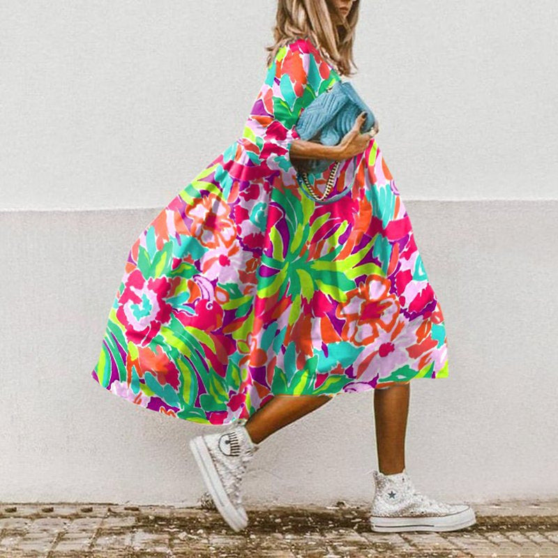 Robe ample imprimée fleurie