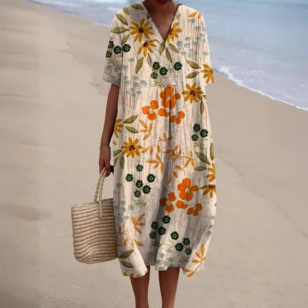 Robe Oversize Fleurie | Coton Léger | Look Plage Coloré
