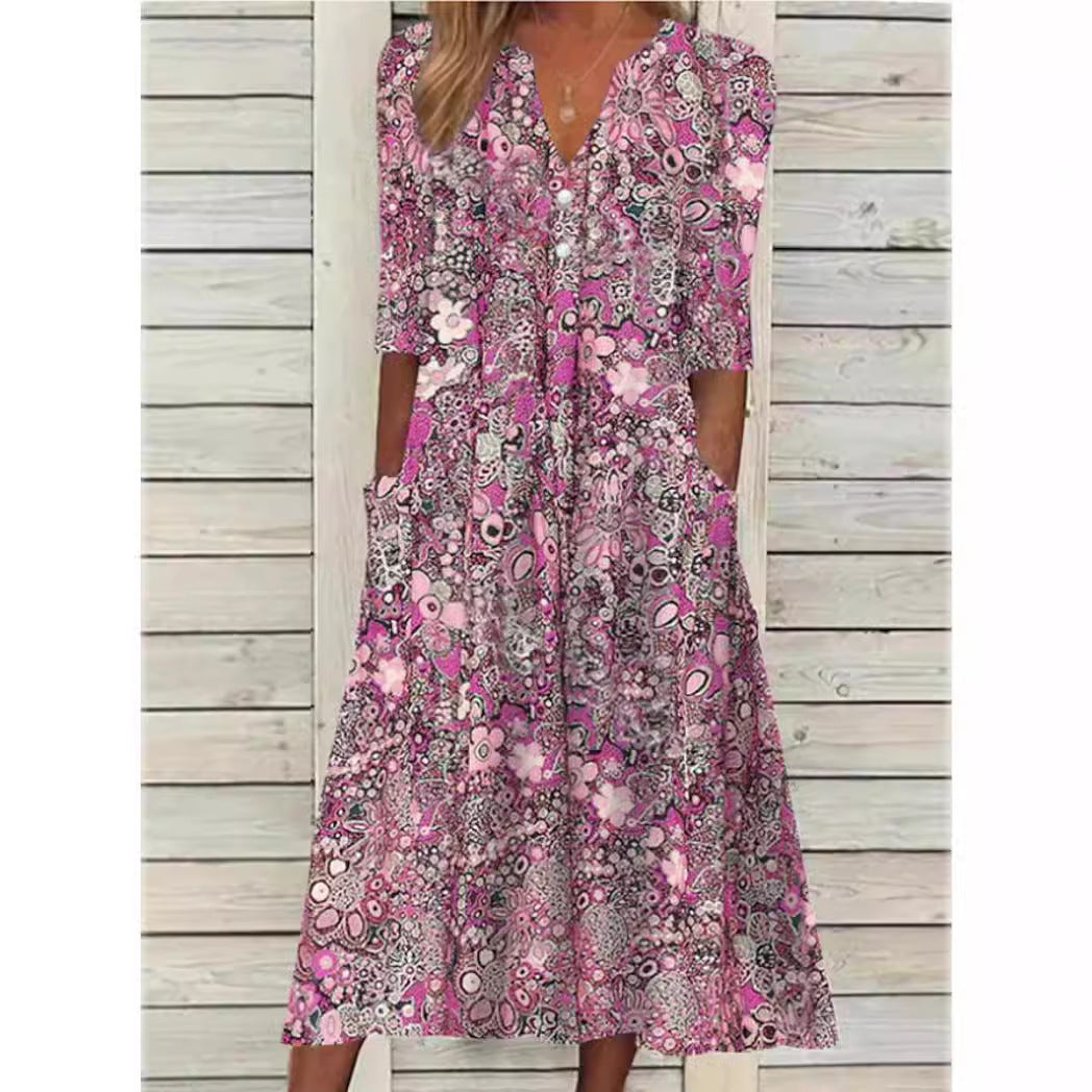 Robe Longue Bohème | Imprimé Fleuri | Confort Estival