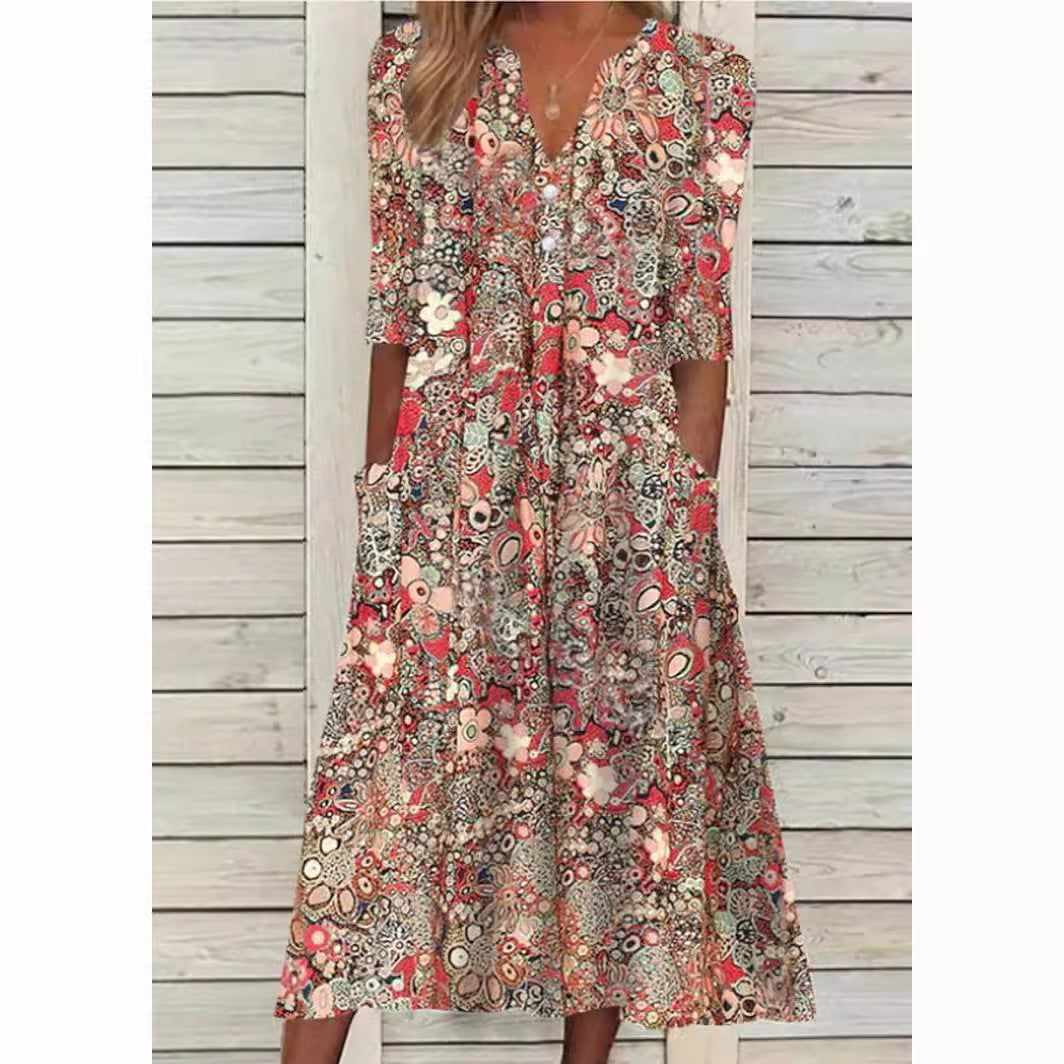 Robe Longue Bohème | Imprimé Fleuri | Confort Estival