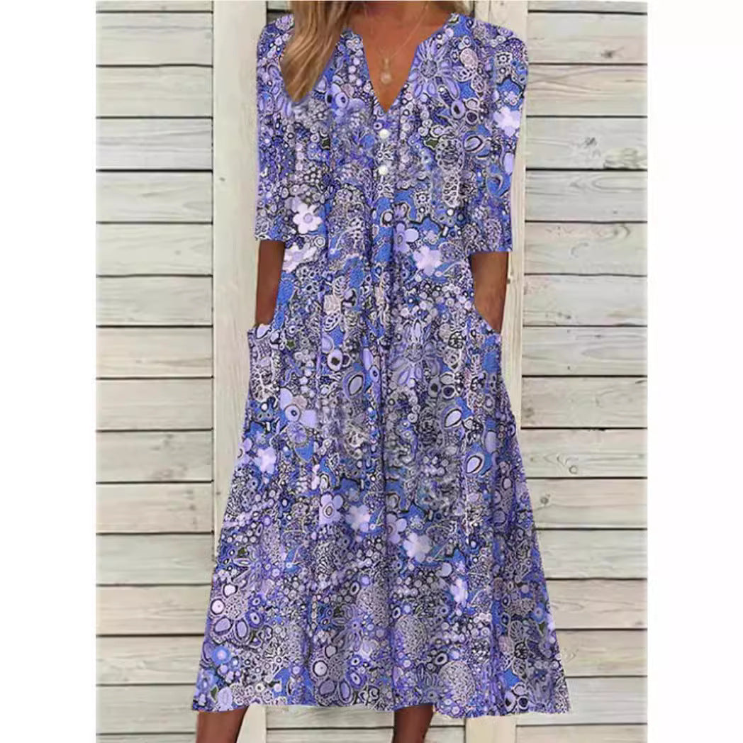 Robe Longue Bohème | Imprimé Fleuri | Confort Estival