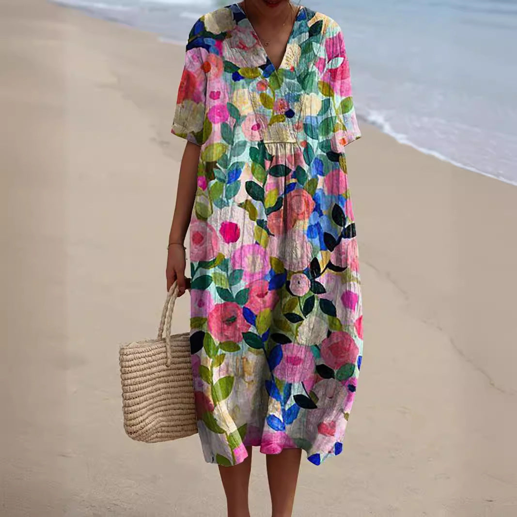 Robe Oversize Fleurie | Coton Léger | Look Plage Coloré