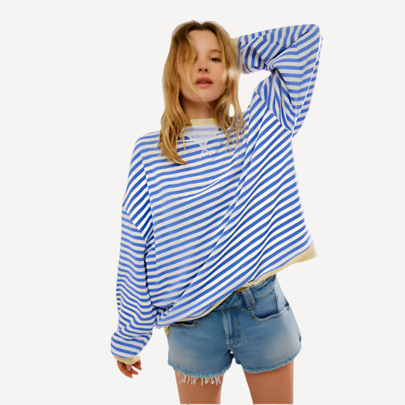 Sweat rayé décontracté | Coton doux | Style marin chic