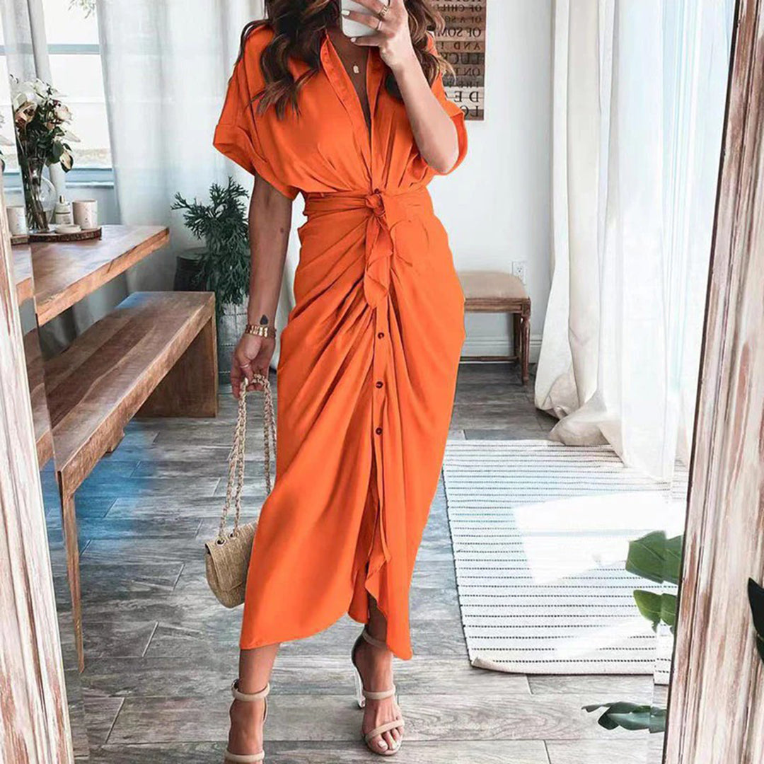 Robe longue fluide boutonnée