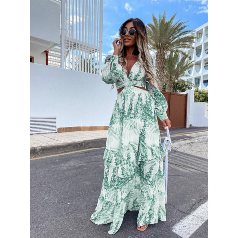 Robe longue imprimée | Découpes élégantes | Glamour d’été fluide