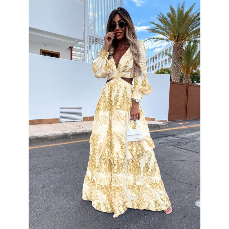 Robe longue imprimée | Découpes élégantes | Glamour d’été fluide
